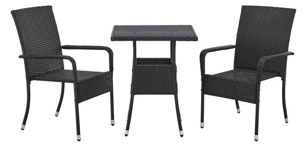 Juskys Ratanový čtvercový stůl Yoro 60 cm - černý