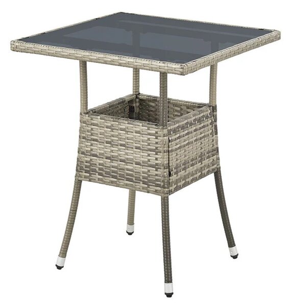 Juskys Ratanový čtvercový stůl Yoro 60 cm - šedá