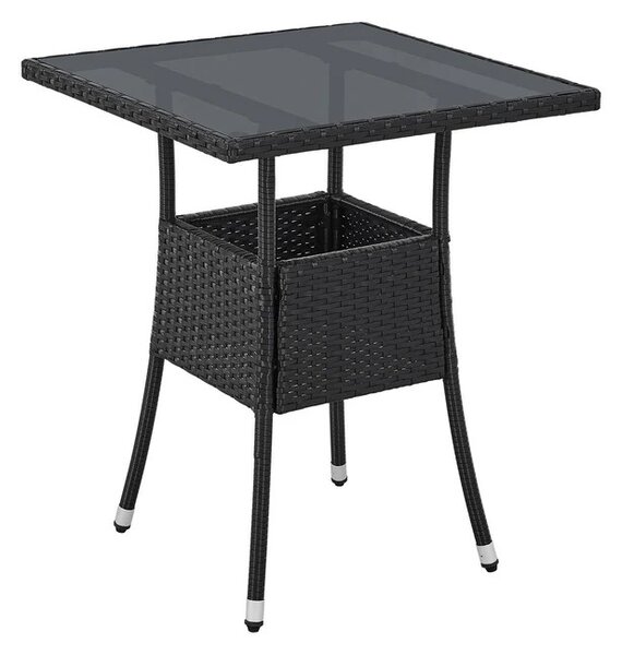 Juskys Ratanový čtvercový stůl Yoro 60 cm - černý