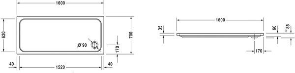 Duravit D-Code obdélníková sprchová vanička 160x70 cm bílá 720163000000000