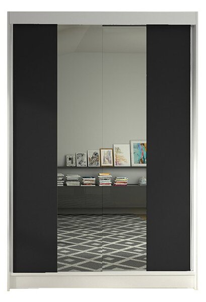 Šatní skříň LINO II šířka 120 cm - bílá/černá
