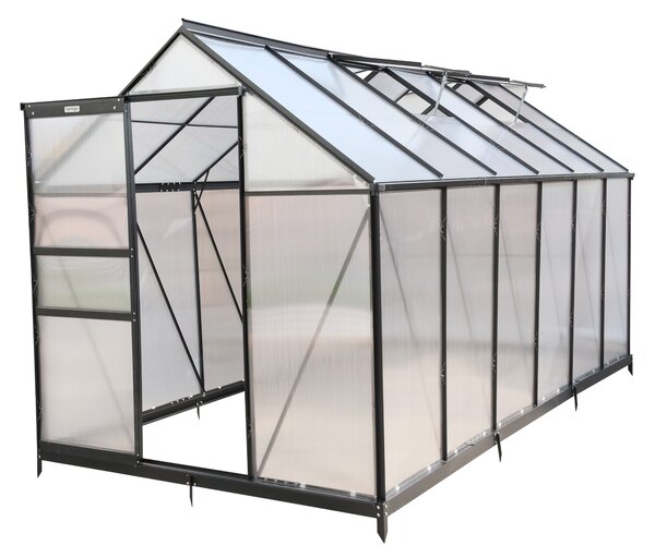 Furnigo Zahradní skleník 380x190x195 cm + základna - černý