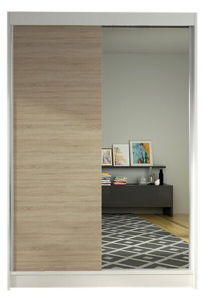 Šatní skříň LINO I šířka 120 cm -bílá/sonoma