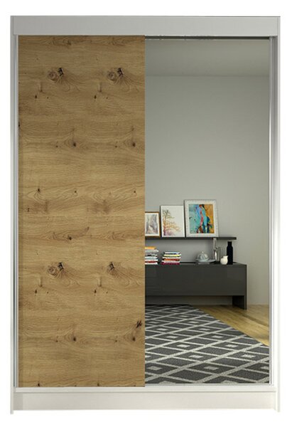 Šatní skříň LINO I šířka 120 cm - bílá/dub artisan