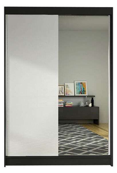 Šatní skříň LINO I šířka 120 cm - černá/bílá