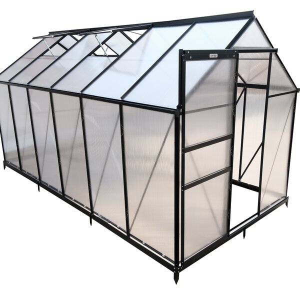 Furnigo Zahradní skleník 380x190x195 cm + základna - černý