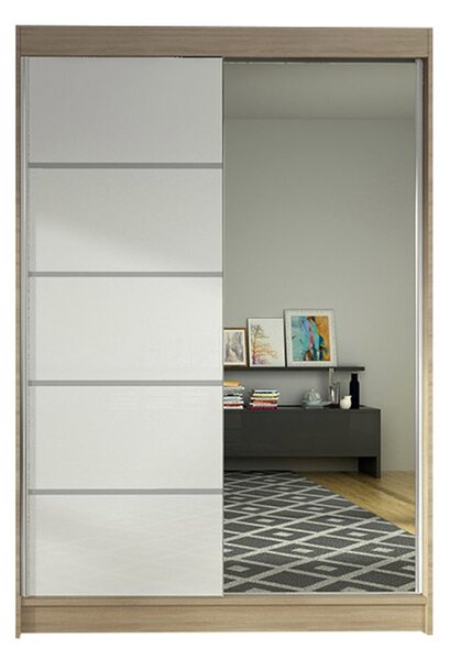 Šatní skříň LINO III šířka 120 cm - dub sonoma/bílá
