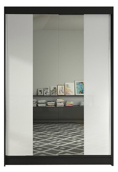 Šatní skříň LINO II šířka 120 cm - černá/bílá