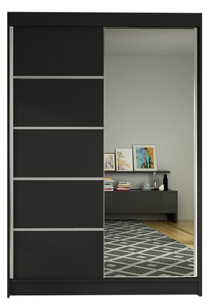 Šatní skříň LINO III šířka 120 cm - černá