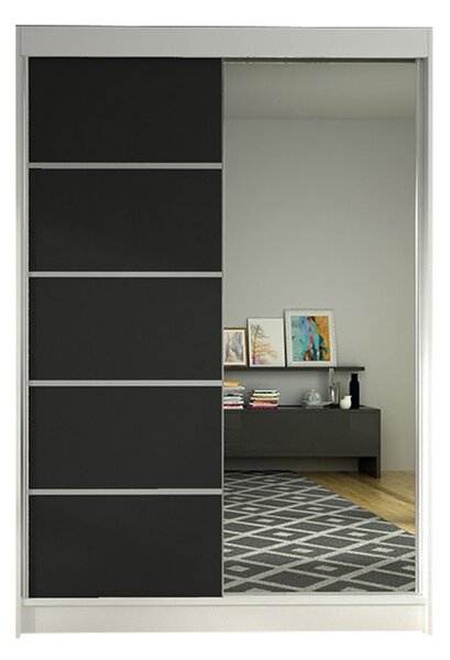 Šatní skříň LINO III šířka 120 cm - bílá/černá