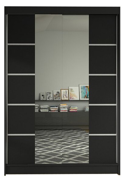 Šatní skříň LINO V šířka 120 cm - černá