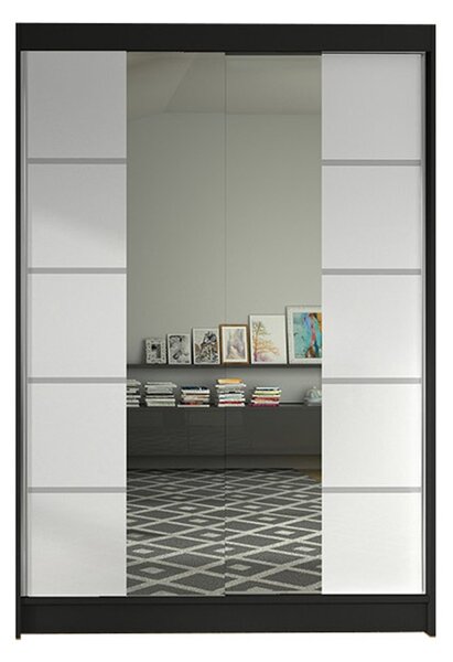 Šatní skříň LINO V šířka 120 cm - černá/bílá
