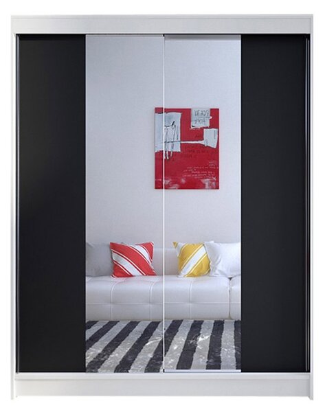 Šatní skříň CAMINO II šířka 150 cm - bílá/černá