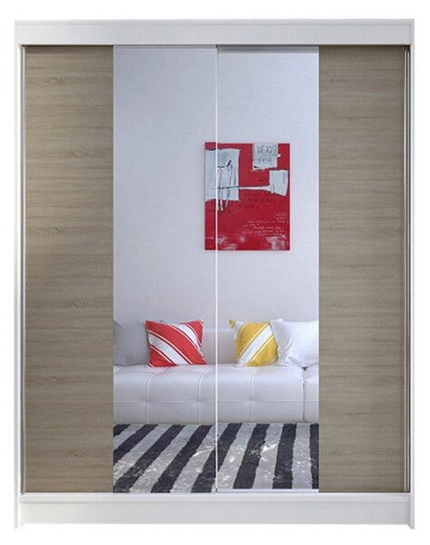 Šatní skříň CAMINO II šířka 150 cm - bílá/dub sonoma