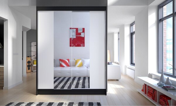 Šatní skříň CAMINO II šířka 150 cm - černá/bílá