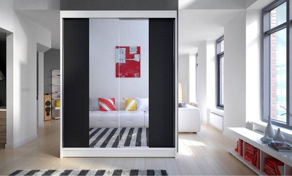 Šatní skříň CAMINO II šířka 150 cm - bílá/černá