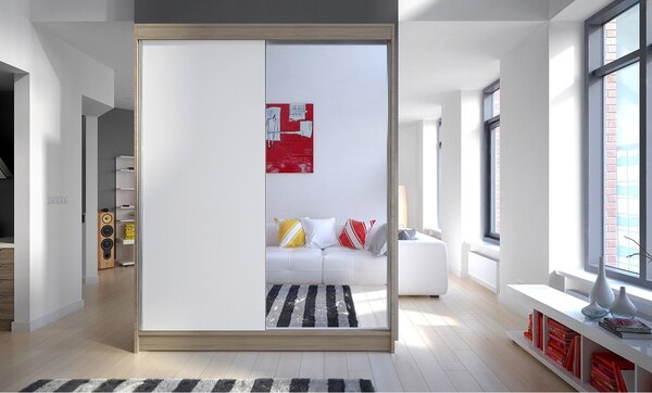 Šatní skříň CAMINO II šířka 150 cm - dub sonoma/bílá