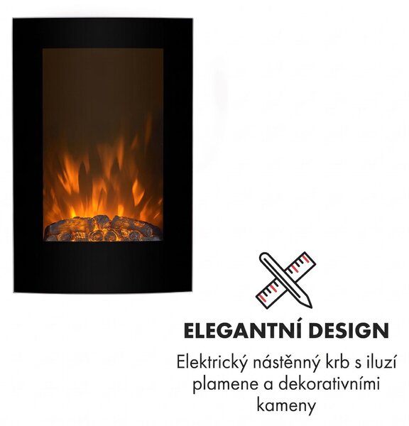 Klarstein Elektrický krb, elektrický krb do obývacího pokoje a interiéru, elektrický krb s LED plameny, ventilátorový ohřívač s časovačem, nastavitelný termostat, ohřívač 2000 W