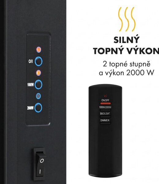 Klarstein Elektrický krb, elektrický krb do obývacího pokoje a interiéru, elektrický krb s LED plameny, ventilátorový ohřívač s časovačem, nastavitelný termostat, ohřívač 2000 W
