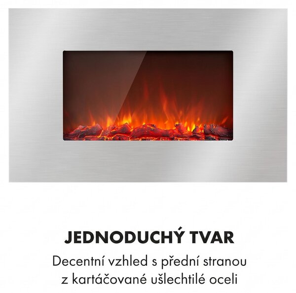 Klarstein Elektrický krb, elektrický krb do obývacího pokoje a interiéru, elektrický krb s LED plameny, ventilátorový ohřívač s časovačem, nastavitelný termostat, ohřívač 2000 W