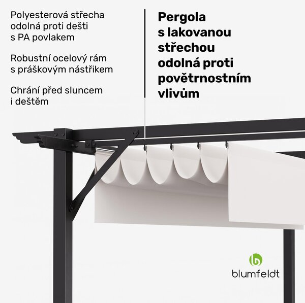 Blumfeldt Blumfeldt Pantheon Robust Pergola, 3x3 m, práškově lakovaná ocel, odolná vůči povětrnostním vlivům