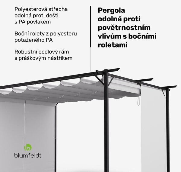 Blumfeldt Blumfeldt Pantheon Robust, pergola, 3 x 4 m, s bočními roletami, práškově lakovaná ocel odolná vůči povětrnostním vlivům
