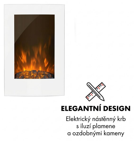 Klarstein Elektrický krb, elektrický ohřívač do obývacího pokoje a interiéru, elektrický krb s LED plameny, energeticky úsporný elektrický krb, ventilátorové topení s časovačem, nastavitelný termostat, topení 2000 W