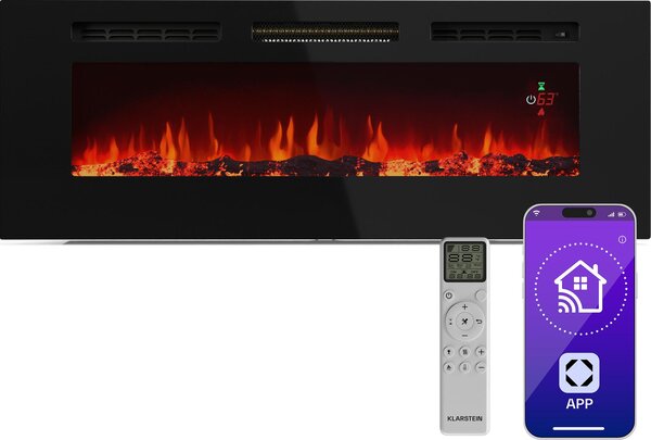 Klarstein Inteligentní elektrický krb Galeras, 2 nastavení teploty, 16 - 30°| Iluze plamene LED, Možnost připojení k IOT