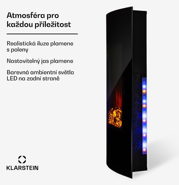 Klarstein Elektrický krb, elektrický krb do obývacího pokoje a interiéru, elektrický krb s LED plameny, ventilátorový ohřívač s časovačem, nastavitelný termostat, ohřívač 2000 W
