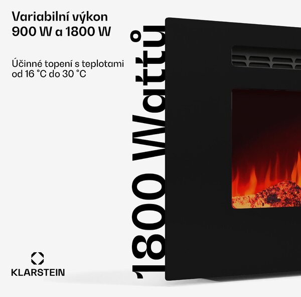 Klarstein Inteligentní elektrický krb Galeras, 2 nastavení teploty, 16 - 30°| Iluze plamene LED, Možnost připojení k IOT
