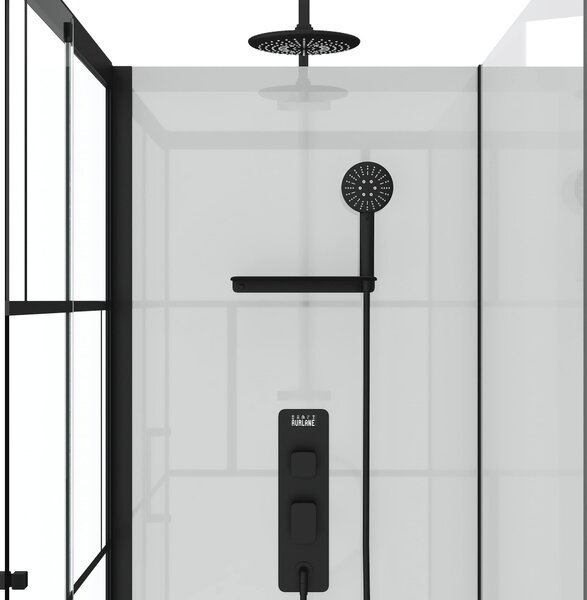 Kompletní sprcha MARWELL Designová kompletní sprcha Cihly 110 x 80 x 225 cm - Kompletní sada včetně sprchové vaničky a baterie - Rohová sprcha s čelním vstupem - Sprchový kout s vysoce kvalitními hliníkovými profily