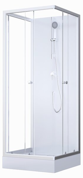 Kompletní sprchový kout MARWELL Kompletní sprchový kout White Dream 80 x 80 x 200 cm - kompletní sada včetně sprchové vaničky a baterie - oboustranná montáž - vysoce kvalitní hliníkový profilový systém