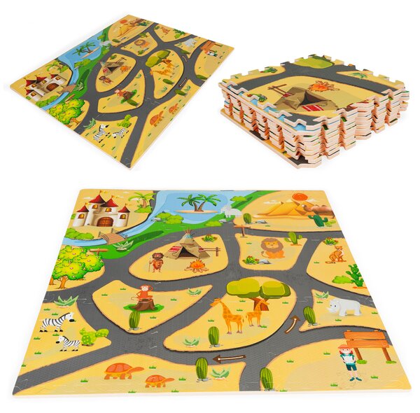 Pěnová podložka pro děti safari puzzle 9el 93x93cm