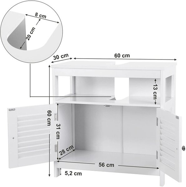 Skříňka pod umyvadlo 60 cm BBC02WT