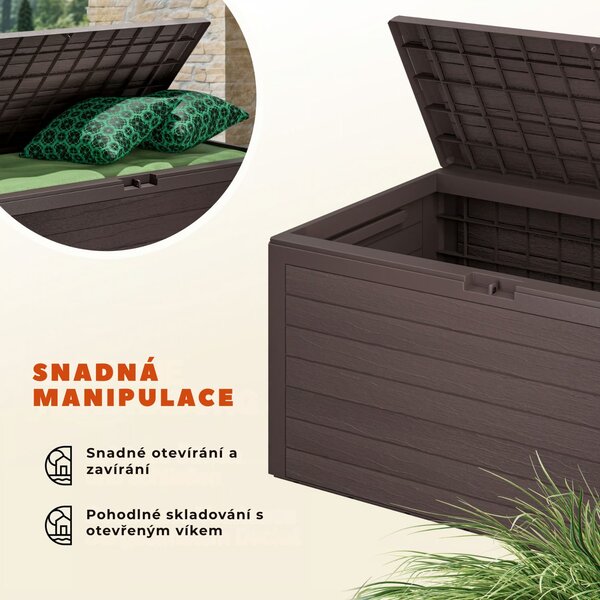 Úložný box WOODEBOX, 280L, 120x46x57cm, tmavě hnědá Prosperplast