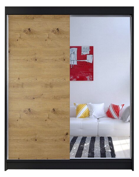 Šatní skříň CAMINO I šířka 150 cm - černá/dub artisan