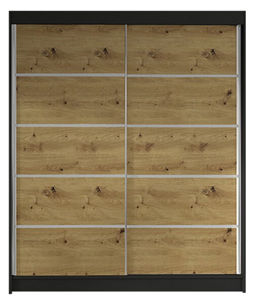 Šatní skříň LINO IV šířka 120 cm - černá/dub artisan