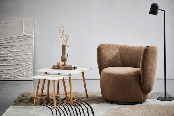 SADA ODKLÁDACÍCH STOLKŮ, přírodní barvy, bílá, dřevo, 60/40/60/40/45/40 cm PBJ - Online Only konferenční stolky, Online Only