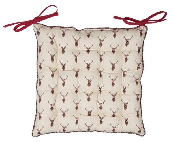 Béžový podsedák s jelenem Cosy Lodge- 40*40 cm – 40x40x4 cm