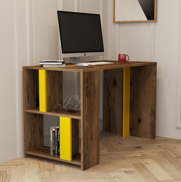 PC stolek Limba (ořech + žlutá). Akce -25%