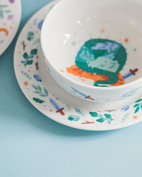 Dětský porcelánový talíř Drak Ø 19 cm