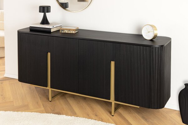 Komoda GATSBY 160 CM černá/zlatá masiv mango Nábytek | Úložné prostory | Komody | Nízké