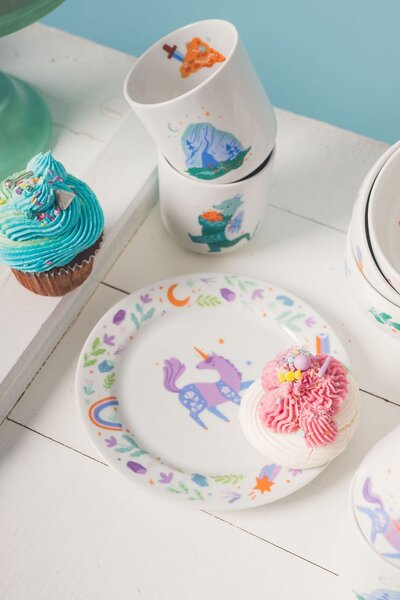 Dětský porcelánový talíř Jednorožec Ø 19 cm