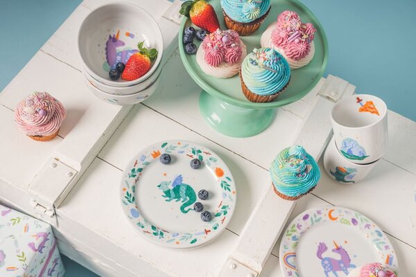Dětský porcelánový talíř Jednorožec Ø 19 cm