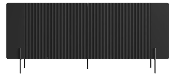 Komoda Malmi 200 cm čtyřdveřová - černý mat / černé nohy