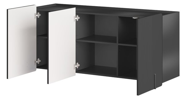 Závěsná komoda Malmi 150 cm třídveřová - černý mat / černá