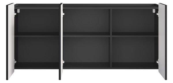 Závěsná komoda Malmi 150 cm třídveřová - černý mat / černá