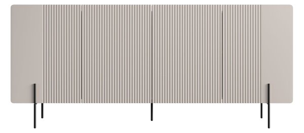 Komoda Malmi 200 cm čtyřdveřová - kašmír / černé nohy
