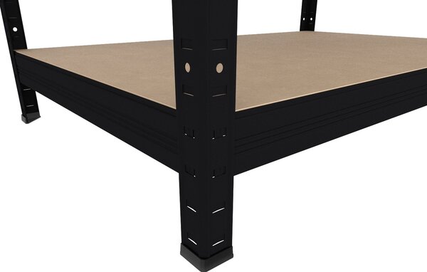 Policový regál Biedrax 35 x 60 x 210 cm, černý, 7 polic MDF, nosnost 200 kg na polici
