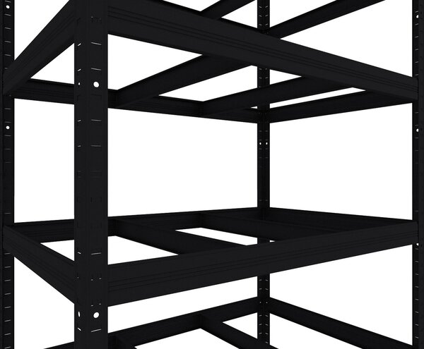 Regál do technické místnosti Biedrax 35 x 75 x 210 cm, černý, 8 polic bílé lamino 12mm, nosnost 300 kg na polici